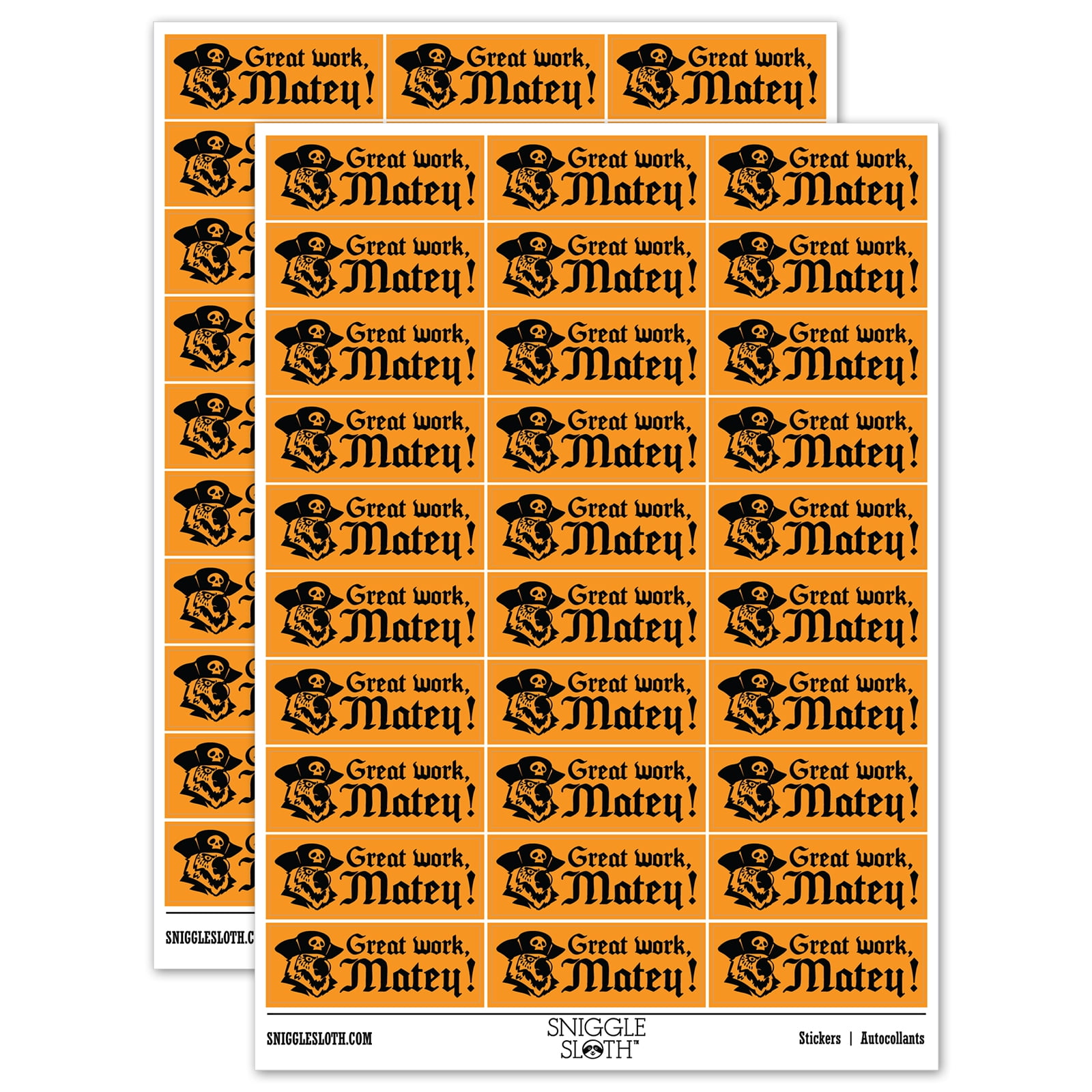 Great Work Matey Pirate Parrot Teacher Student School Sticker Set ...