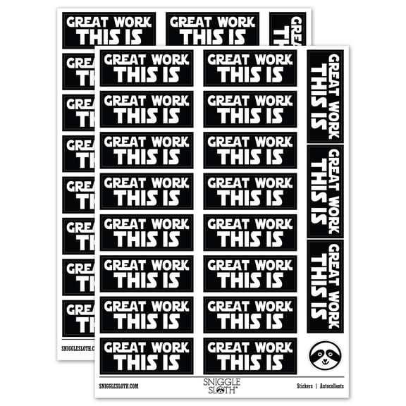 Great Work This is Teacher Student School Sticker Set - Black - Matte Finish - 2.00" Large