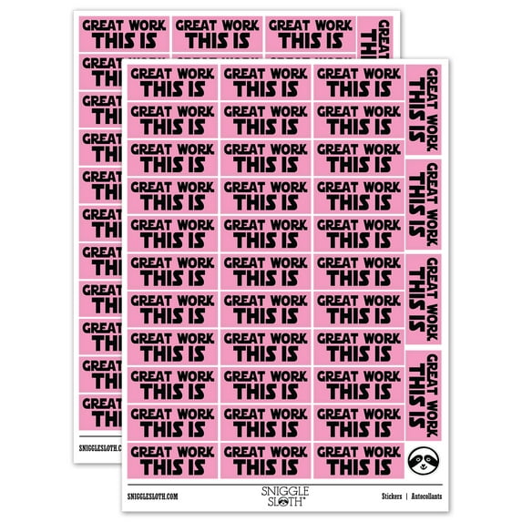 Great Work This is Teacher Student School Sticker Set - Light Pink - Gloss Finish - 1.5" Small