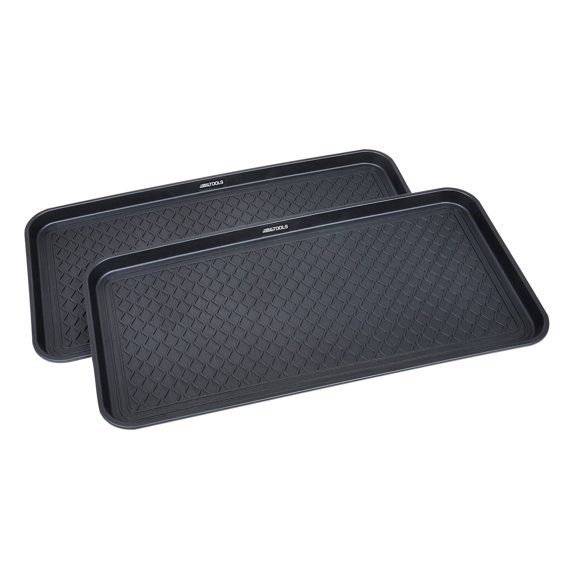 Great Working Tools Boot Trays for Entryway, Set of 2 Heavy Duty Shoe Trays All Season Muddy Mats Wet Shoe Tray Snow Boot Tray - Black, 40" x 20" x 1.2"