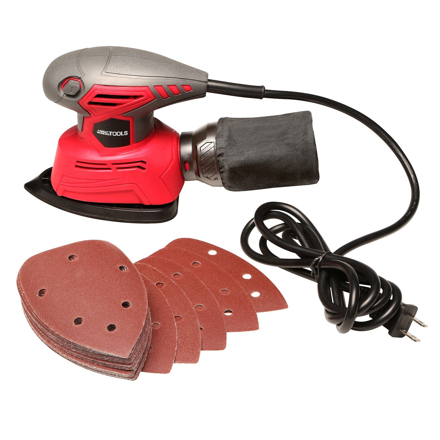 Great Working Tools Detail Palm Sander Hand Sander with Dust Bag
