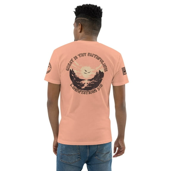 Great is thy Faithfulness - Men Fitted T-shirt (Desert Pink, L)
