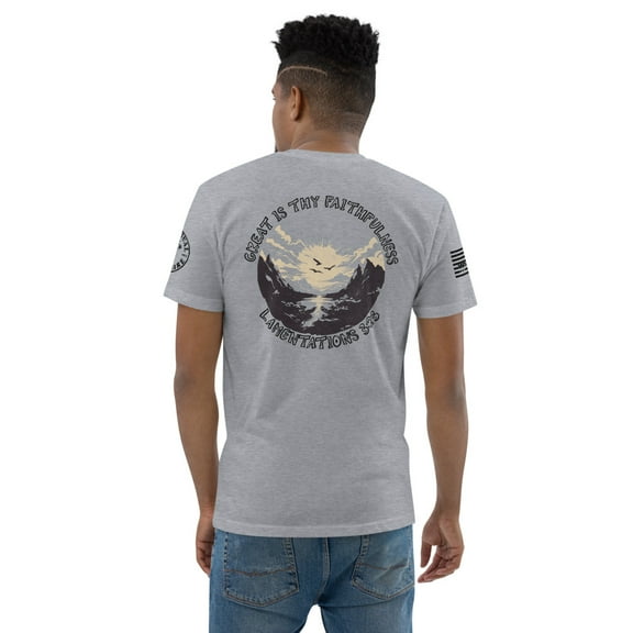 Great is thy Faithfulness - Men Fitted T-shirt (Heather Grey, L)