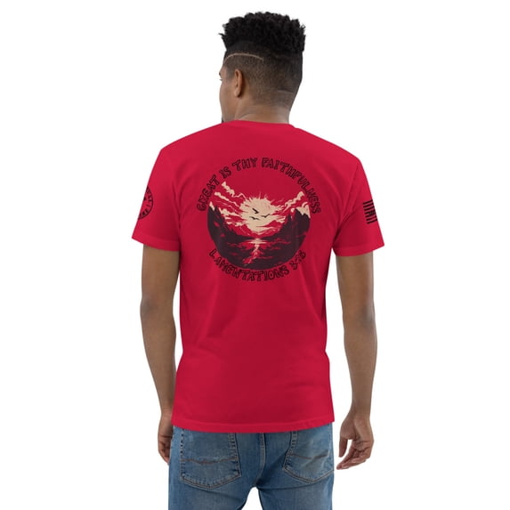 Great is thy Faithfulness - Men Fitted T-shirt (Red, L)