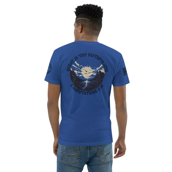 Great is thy Faithfulness - Men Fitted T-shirt (Royal Blue, S)