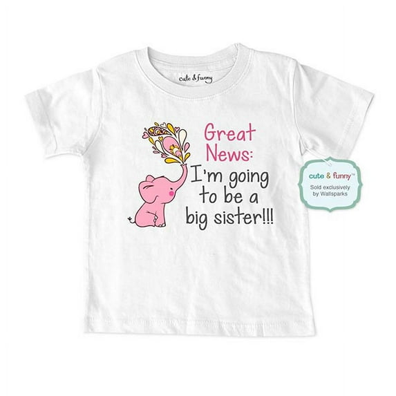 Great news: I'm going to be a Big Sister Elephant design - wallsparks cute & funny Brand - Soft Infant & Toddler Shirt - Surprise baby birth pregnancy announcement