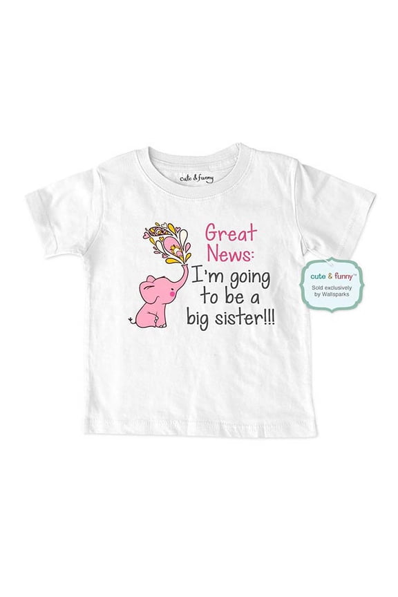Great news: I'm going to be a Big Sister Elephant design - wallsparks cute & funny Brand - Soft Infant & Toddler Shirt - Surprise baby birth pregnancy announcement