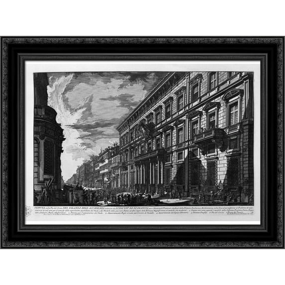 Great view of the Curia Innocenziana 24x19 Black Ornate Wood Framed Canvas Art by Piranesi, Giovanni Battista