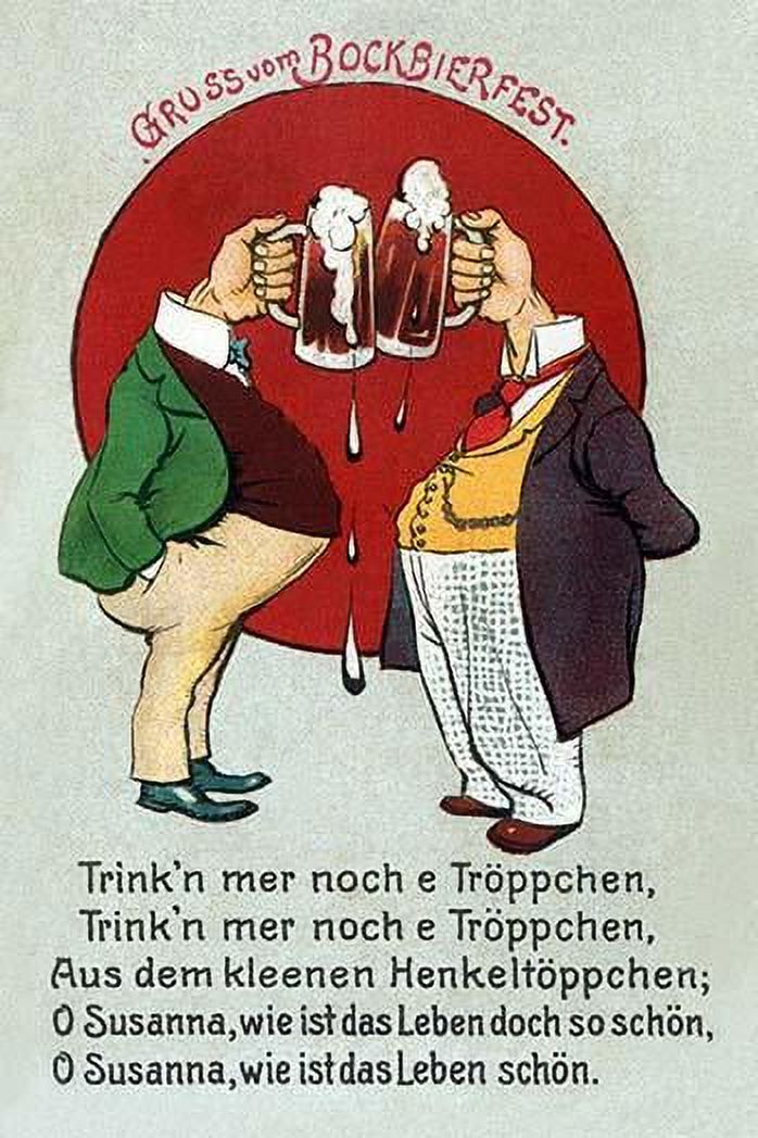 Great vintage German postcard of two "men" toasting drinks out of their