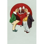 Great vintage German postcard of two "men" toasting drinks out of their necks. Poster Print by unknown (18 x 24)