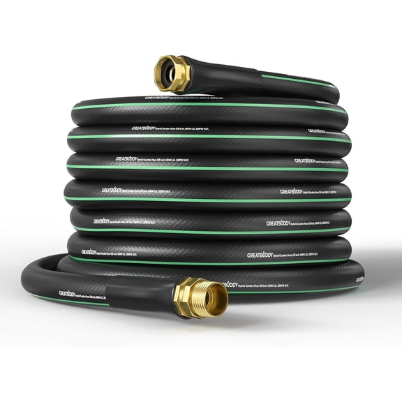 GreatBuddy 75 ft Garden Hose 5/8", Less Kink Heavy Duty Water Hose, Durable & Flexible Hose for Outdoor, Lawn, Car Washing, Pet Bathing and Household