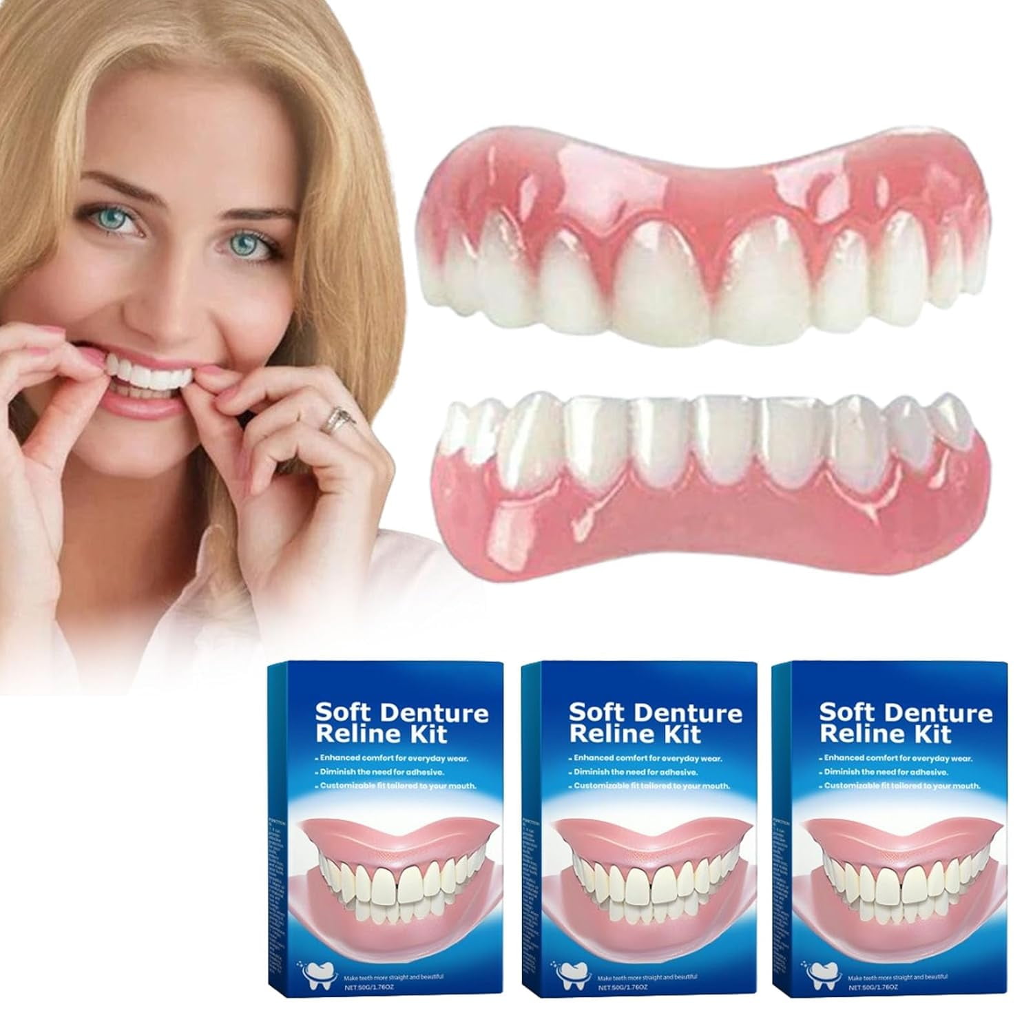 GreatFit Denture Silicone Reline Kit, Denture Silicone Reline Kit, Soft Denture Reline Kit for