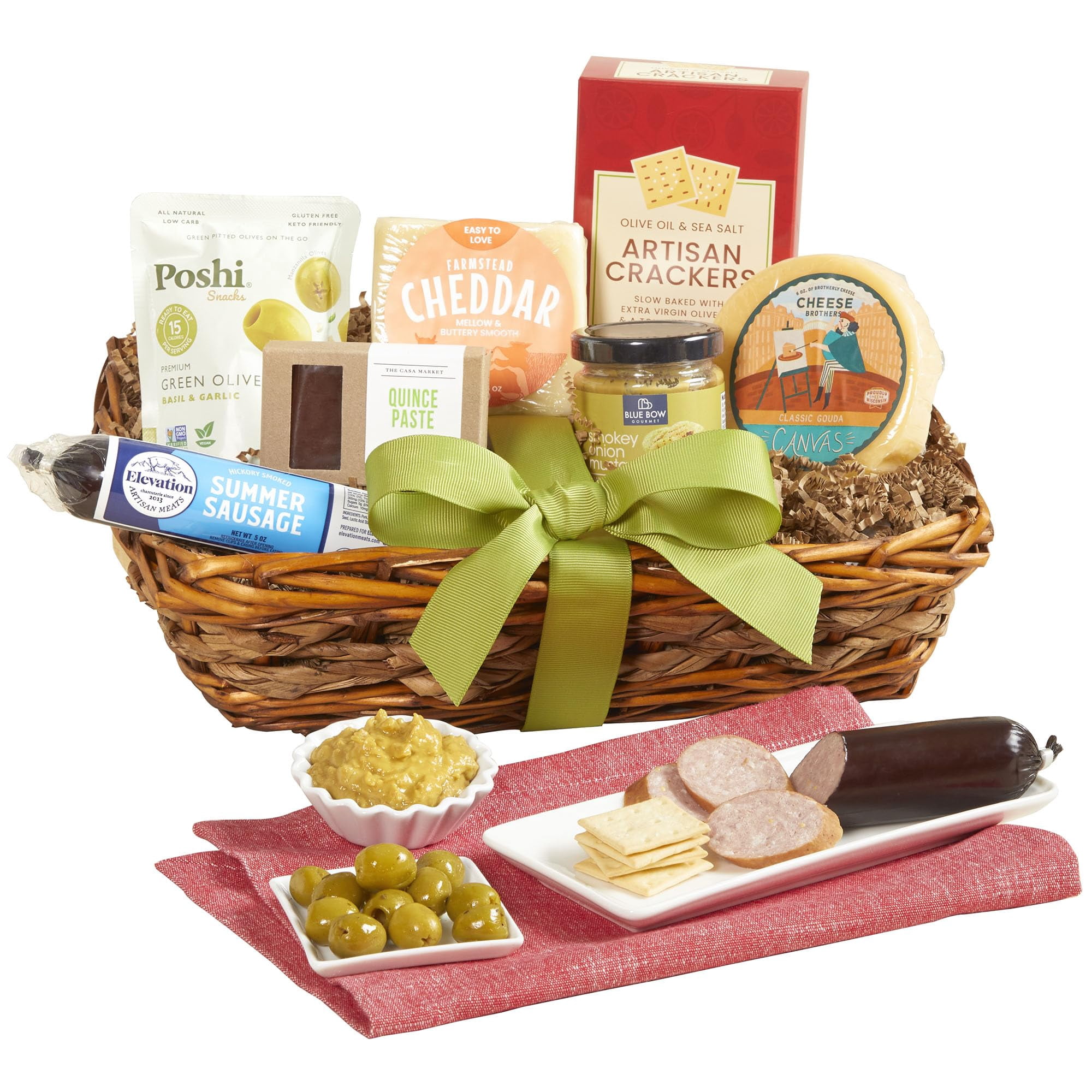 GreatFoods Epicurean Meat & Cheese Gift Basket with Salami & Cheeses ...