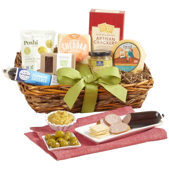 GreatFoods Epicurean Meat & Cheese Gift Basket with Salami & Cheeses ...