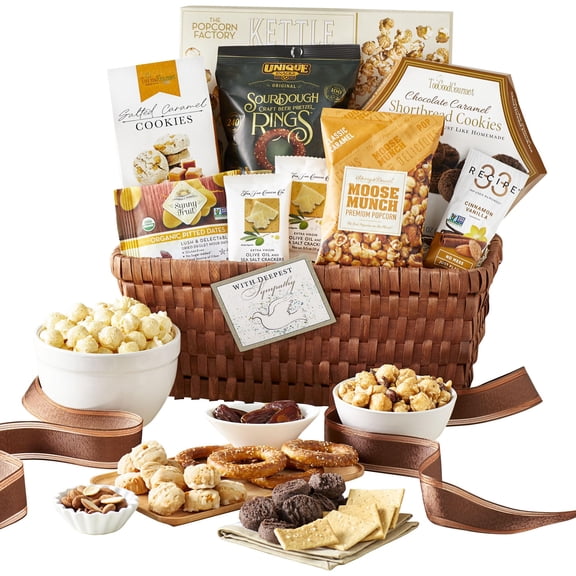 GreatFoods Premier Sweets and Treats Grande Gift Basket with Sympathy Ribbon