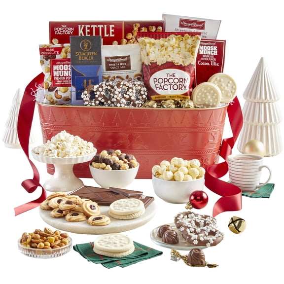 GreatFoods Holiday Sparkling Supreme Snow Sweets and Treats Basket Pefect for Family, Friends, Coworkers, Corporate Gifting, Snack Gift Basket, Goumet Food Gifts
