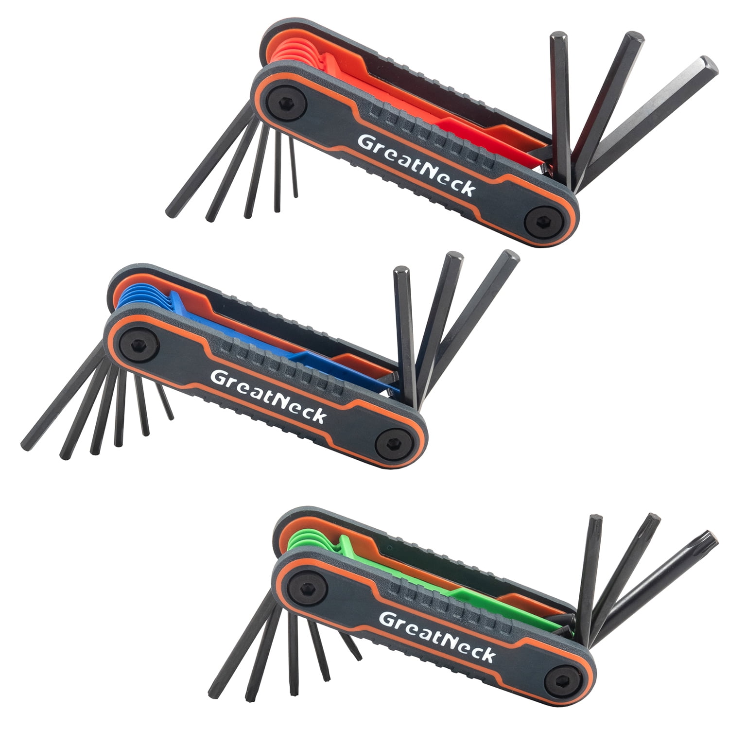 GreatNeck 74206 25 Piece Folding Torx SAE and Metric Hex Key Set