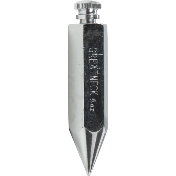 GreatNeck 8oz Plumb Bob for Vertical Alignment, Hexagon Plumb Bob, Steel Body, Chrome Plated, Home Improvement Carpenter Tools, Masonry Tools