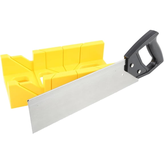 GreatNeck BSB14 Mitre Box and Saw Set, 12 Inch Mitre Box with 14 Inch Back Saw, Precision Cuts for Trim and Molding, Woodworking and Beveled Corner Cuts | 12 Inch Mitre Box with 14 Inch Back Saw, Pre