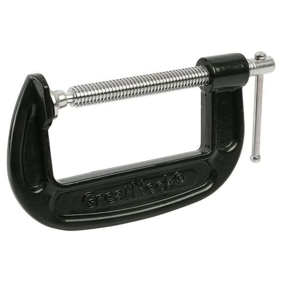 GreatNeck Cast Iron C-Clamp, Black, 4 inch