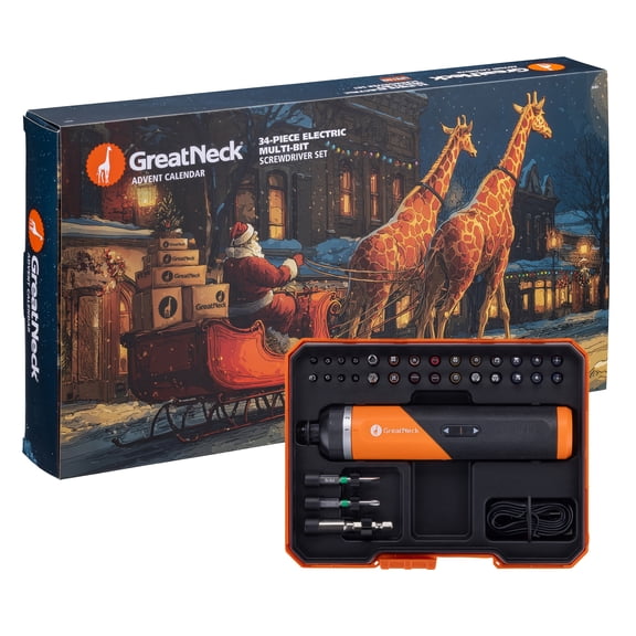 GreatNeck Electric Screwdriver Set Advent Calendar, 34-Piece