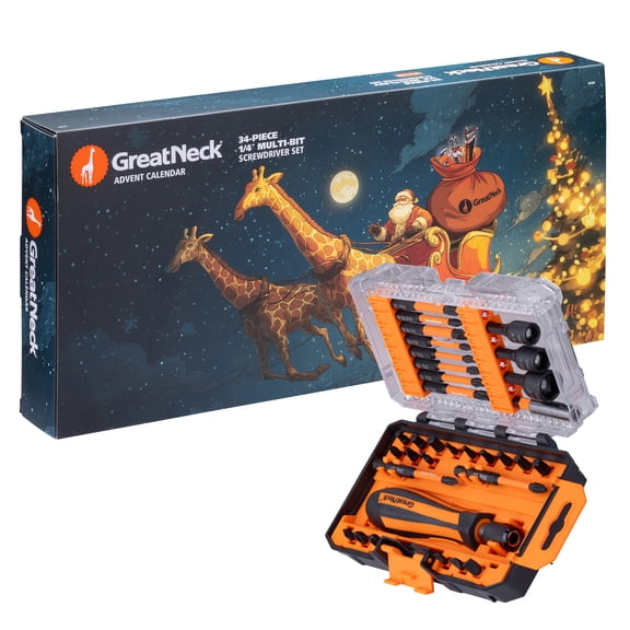 GreatNeck Multi-Bit Screwdriver Set Advent Calandar, 34 Piece