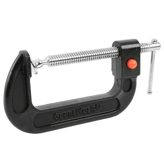 GreatNeck Quick Release Cast Iron C-Clamp, Black, 4 inch