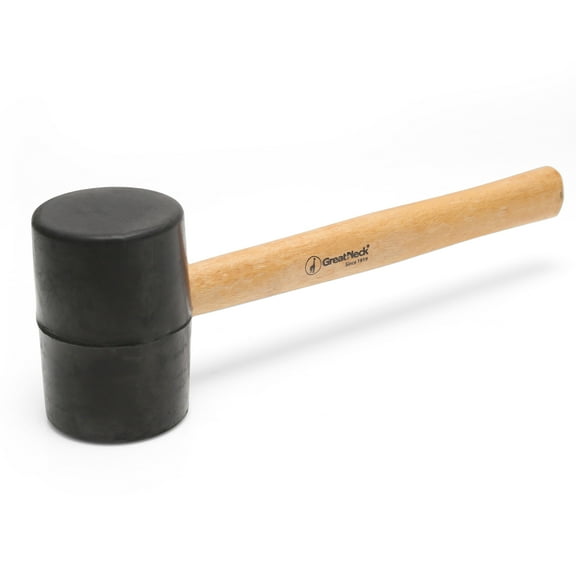 GreatNeck Rubber Mallet with Hickory Handle, Black, 32 oz