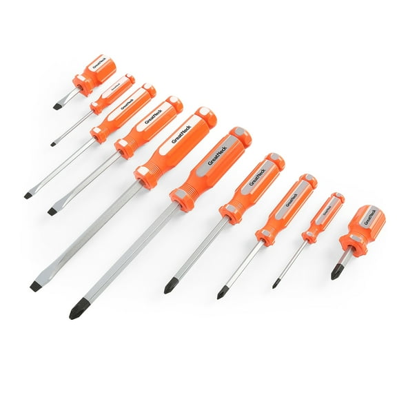 GreatNeck Screwdriver Set, Magnetized Tips, Chrome Vanadium Steel, 10 Piece Set