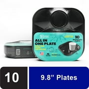GreatPlate Original All-in-One Disposable Plates, 10", Black, 10 Count