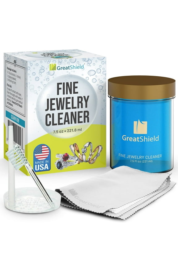 Fine Jewelry Cleaner Solution Kit With Cleaning Brush, Polishing Microfiber Cloths and Basket, Suitable For Gold, Platinum, Titanium, Diamond, Crystal, Bracelet, Rings, Necklace, Earrings