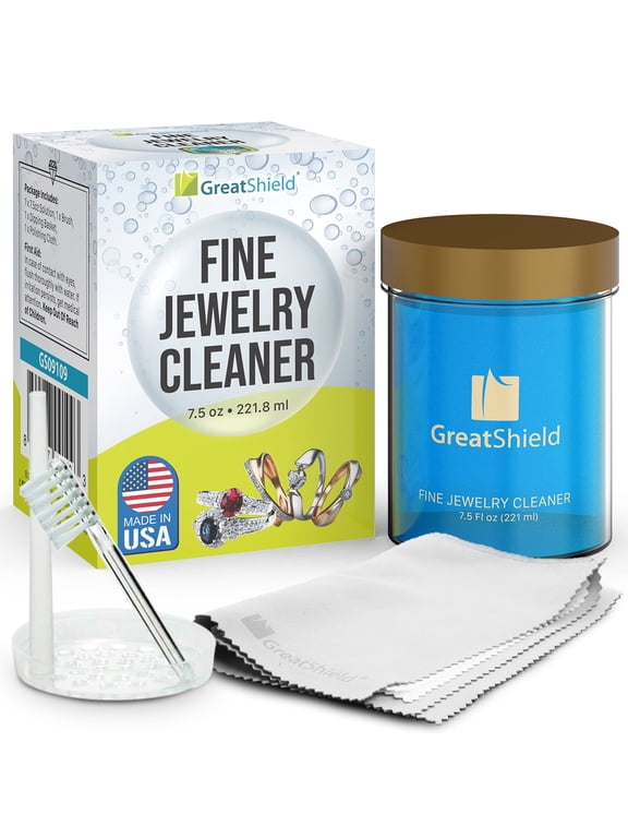 Fine Jewelry Cleaner Solution Kit With Cleaning Brush, Polishing Microfiber Cloths and Basket, Suitable For Gold, Platinum, Titanium, Diamond, Crystal, Bracelet, Rings, Necklace, Earrings