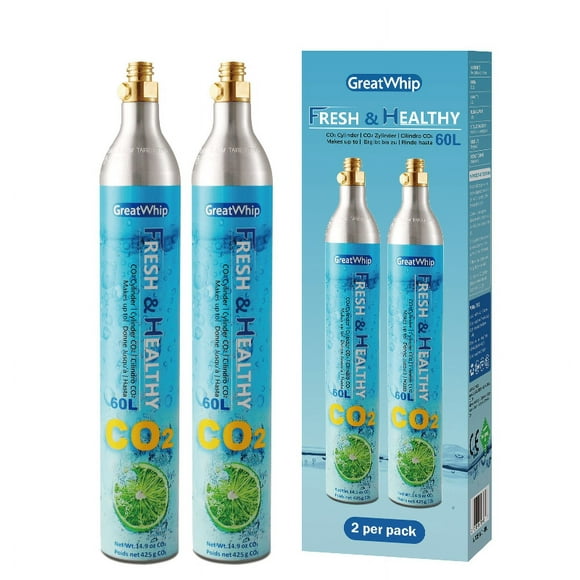 GreatWhip CO2 Cylinder for Soda Makers - 60L Fast Refill Carbonator Cartridge (14.5 oz) | Compatible with Most Soda Machines | Eco-Friendly, Leak-Proof Design
