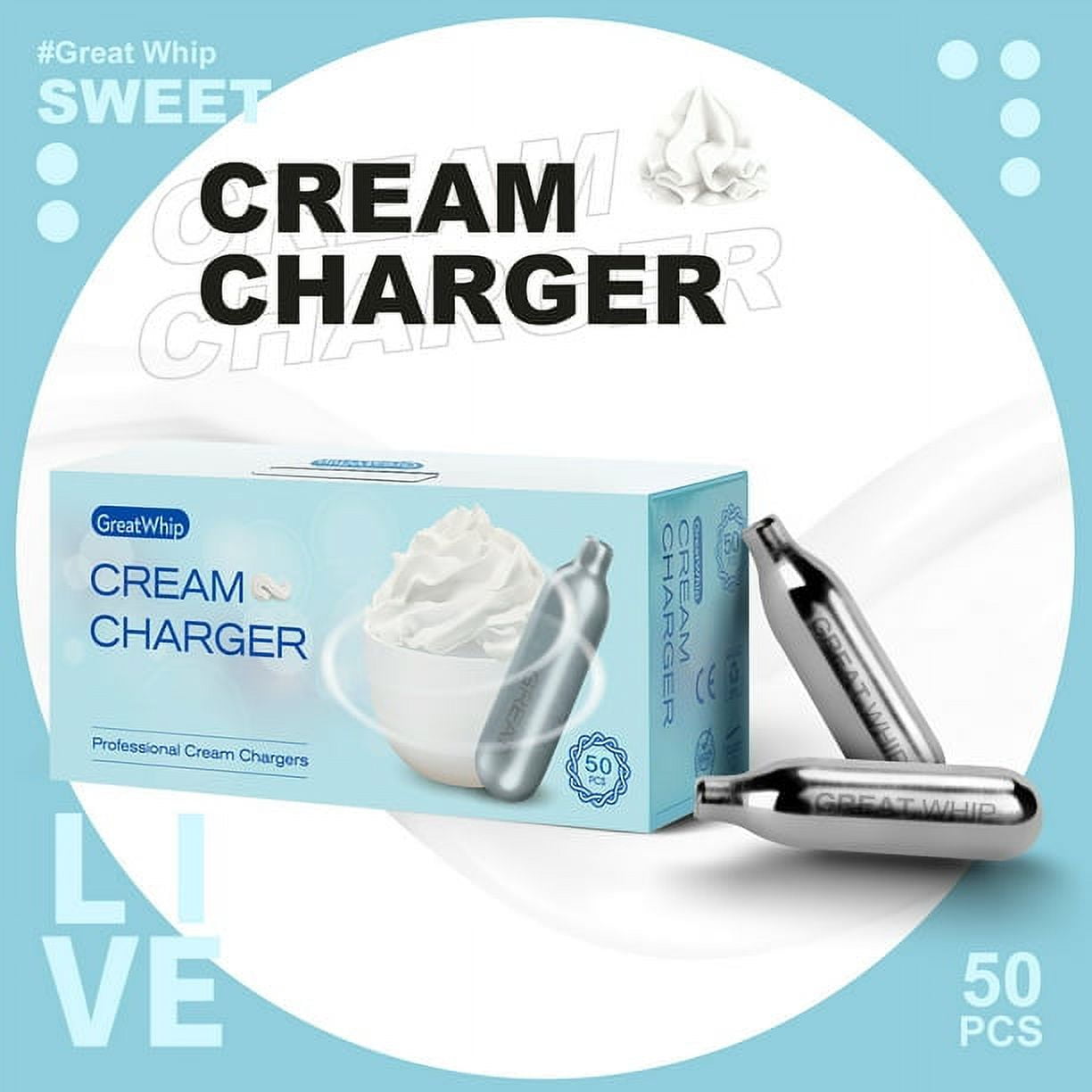 GreatWhip Nitrous Oxide Cartridge 600 pack N2O Whipped Cream Chargers 8