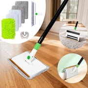 Greatcool 4-in-1 Baseboard Cleaning Tool with Handle 5 Reusable Pads 1 Stiff Bristle Brush Carpet Rake for Pet Hair Removal Baseboard Cleaner Carpet Windows Wall Floor Bathroom Kitchen