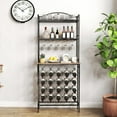 thumbnail image 1 of Greater Wine Rack Freestanding, 3-Tier Floor Countertop Wine Storage Display Shelf, Wine Holder Stand with Hold 32 Wine Bottles & 20 Glasses Liquor Bar Cabinet for Home Dining Kitchen Room Office, 1 of 9