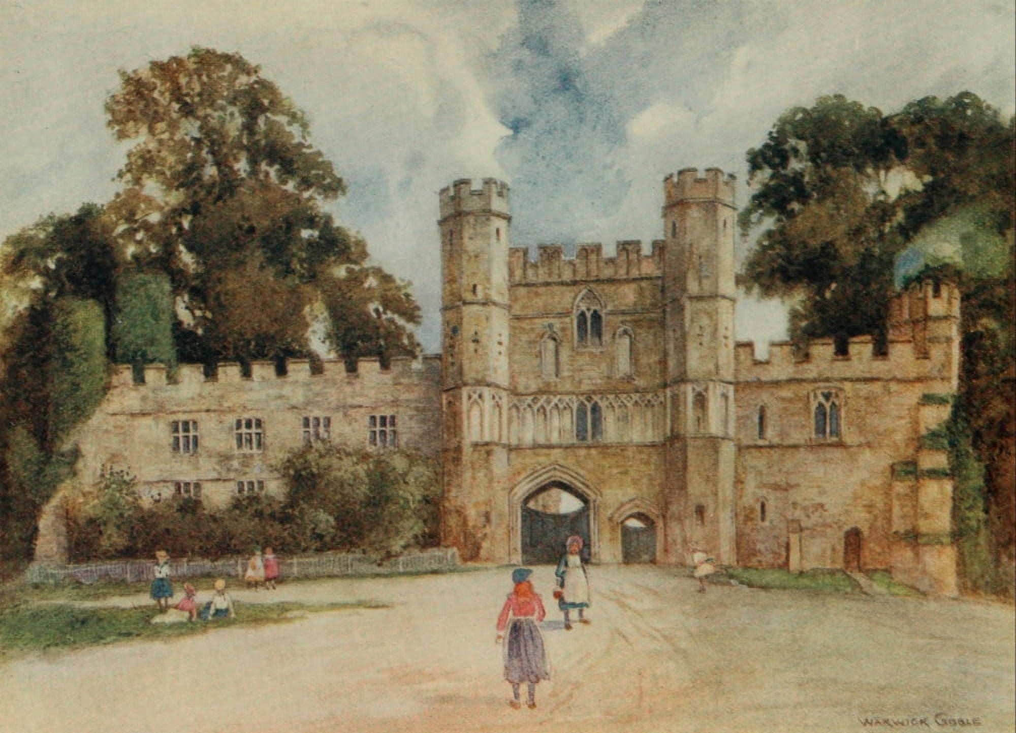 Greater Abbeys of England 1908 Battle Abbey Canvas Art - Warwick Goble (24 x 36)