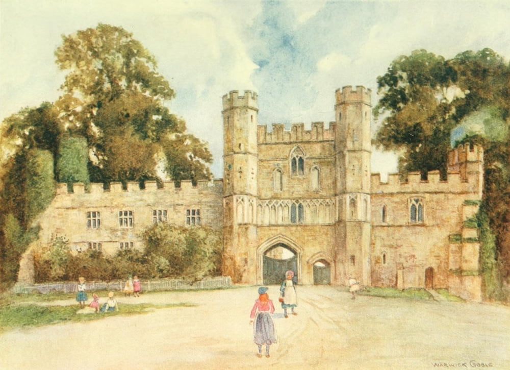Greater Abbeys of England 1908 Battle Abbey gateway Canvas Art - Warwick Goble (18 x 24)