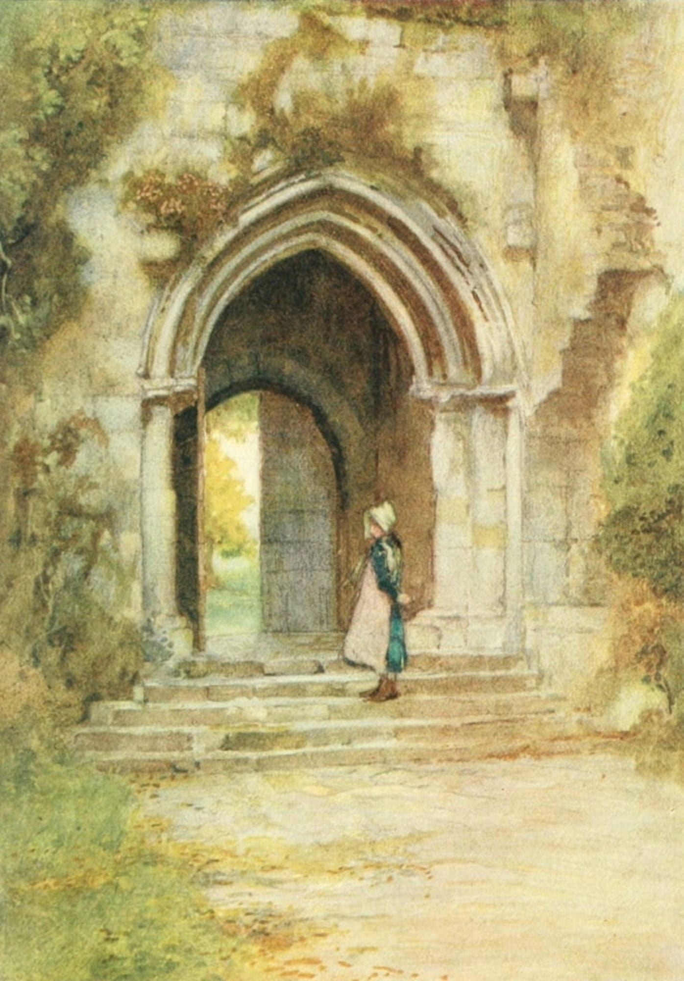 Greater Abbeys of England 1908 Beaulieu Abbey Canvas Art - Warwick Goble (18 x 24)