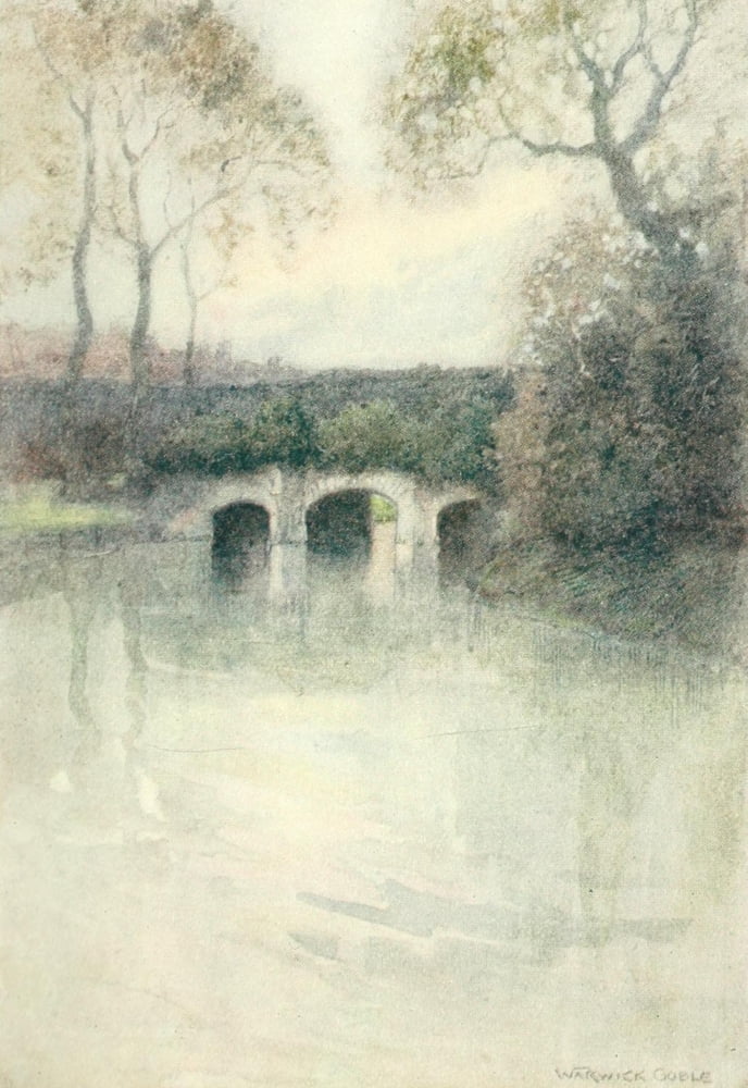 Greater Abbeys of England 1908 Bury St Edmunds Abbots bridge Canvas Art - Warwick Goble (18 x 24)