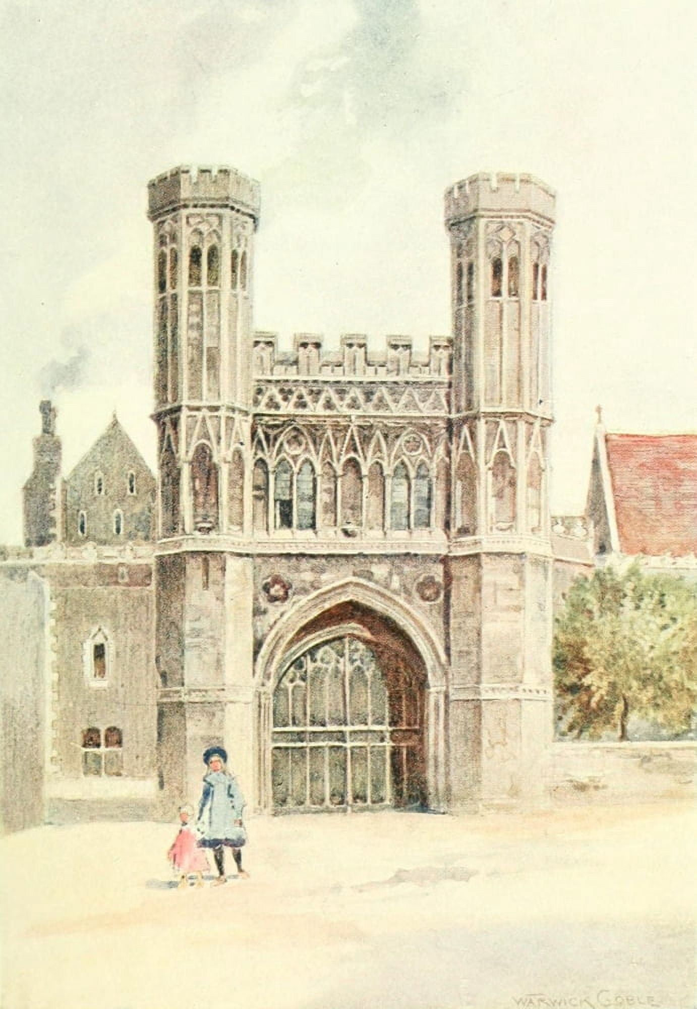 Greater Abbeys of England 1908 Canterbury St Augustines Abbey Canvas Art - Warwick Goble (24 x 36)