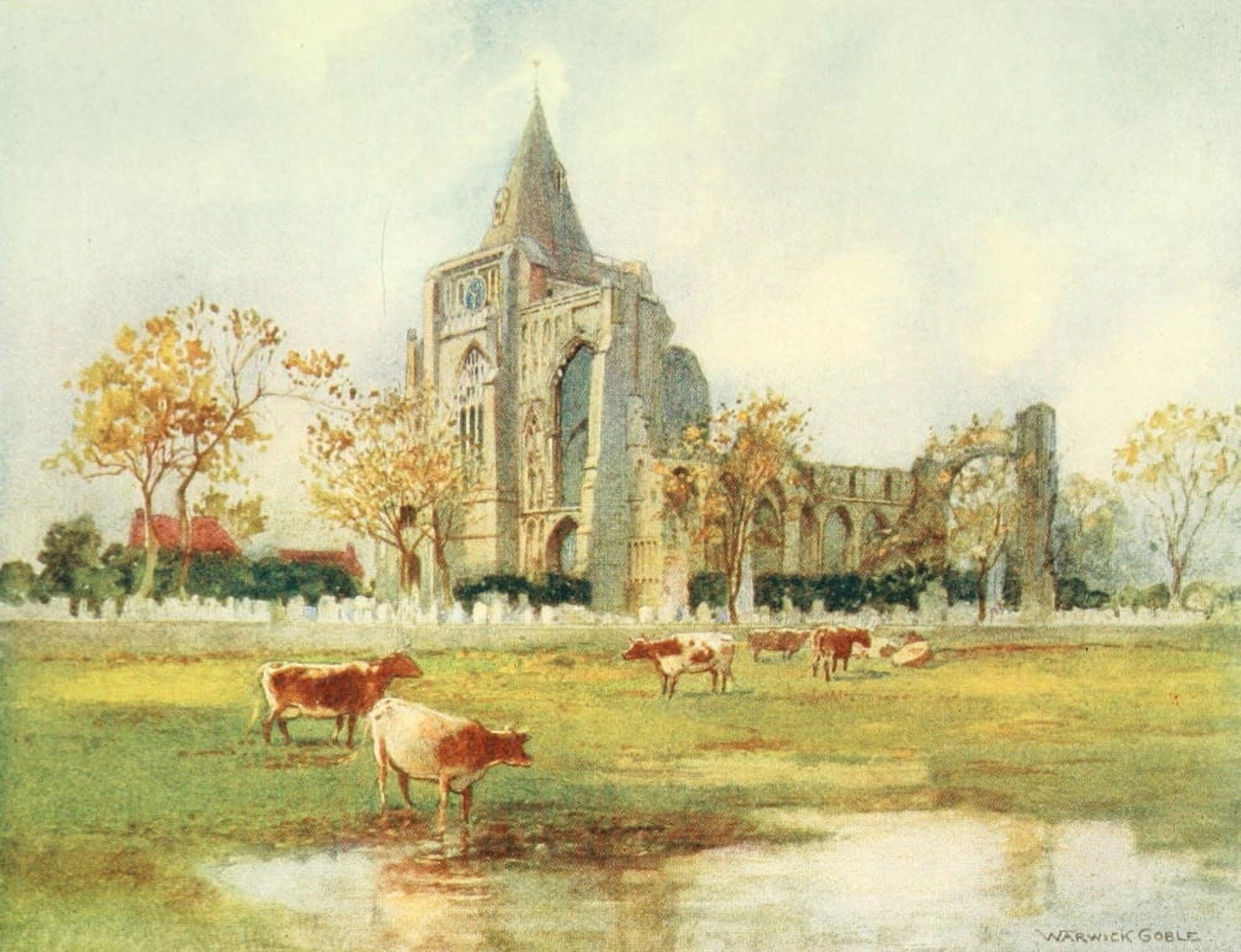 Greater Abbeys of England 1908 Crowland Abbey Canvas Art - Warwick Goble (24 x 36)
