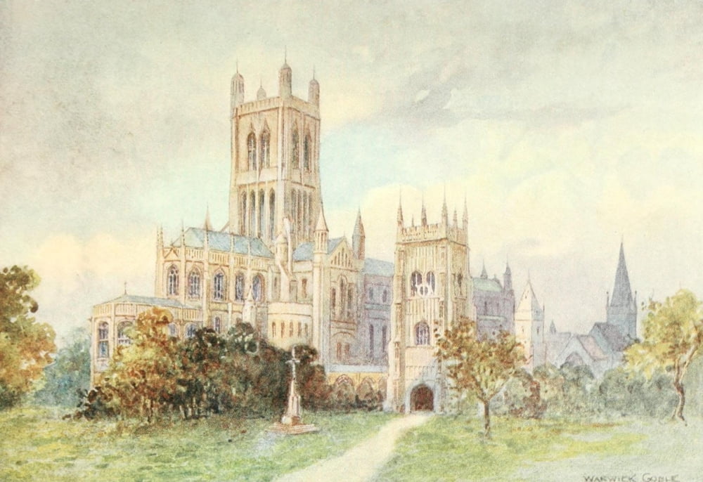 Greater Abbeys of England 1908 Evesham Abbey Canvas Art - Warwick Goble (18 x 24)
