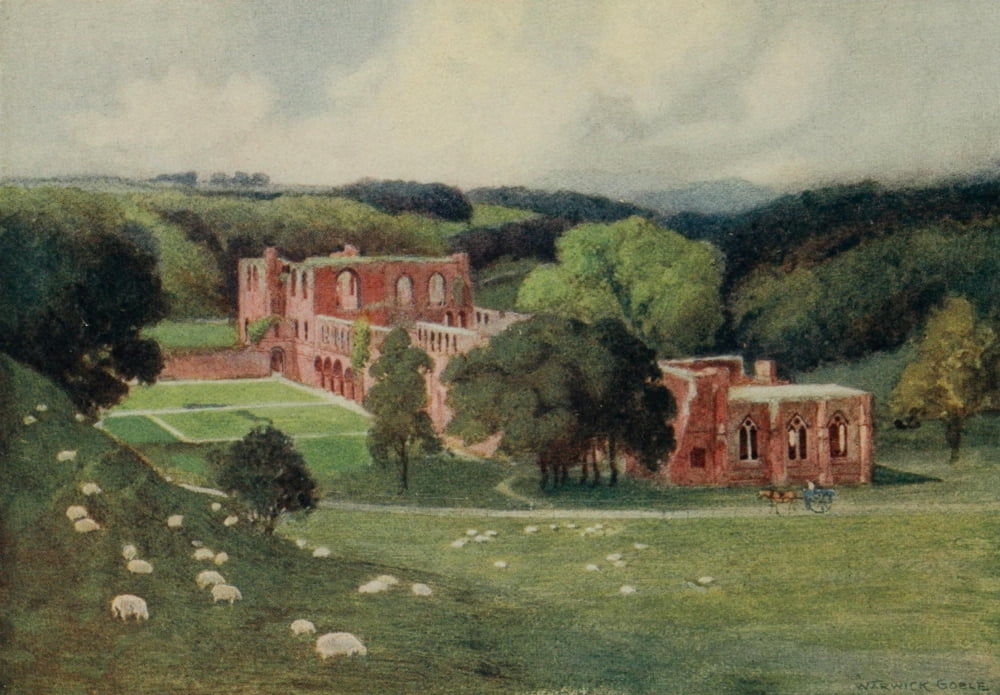 Greater Abbeys of England 1908 Furness Abbey Canvas Art - Warwick Goble (24 x 36)