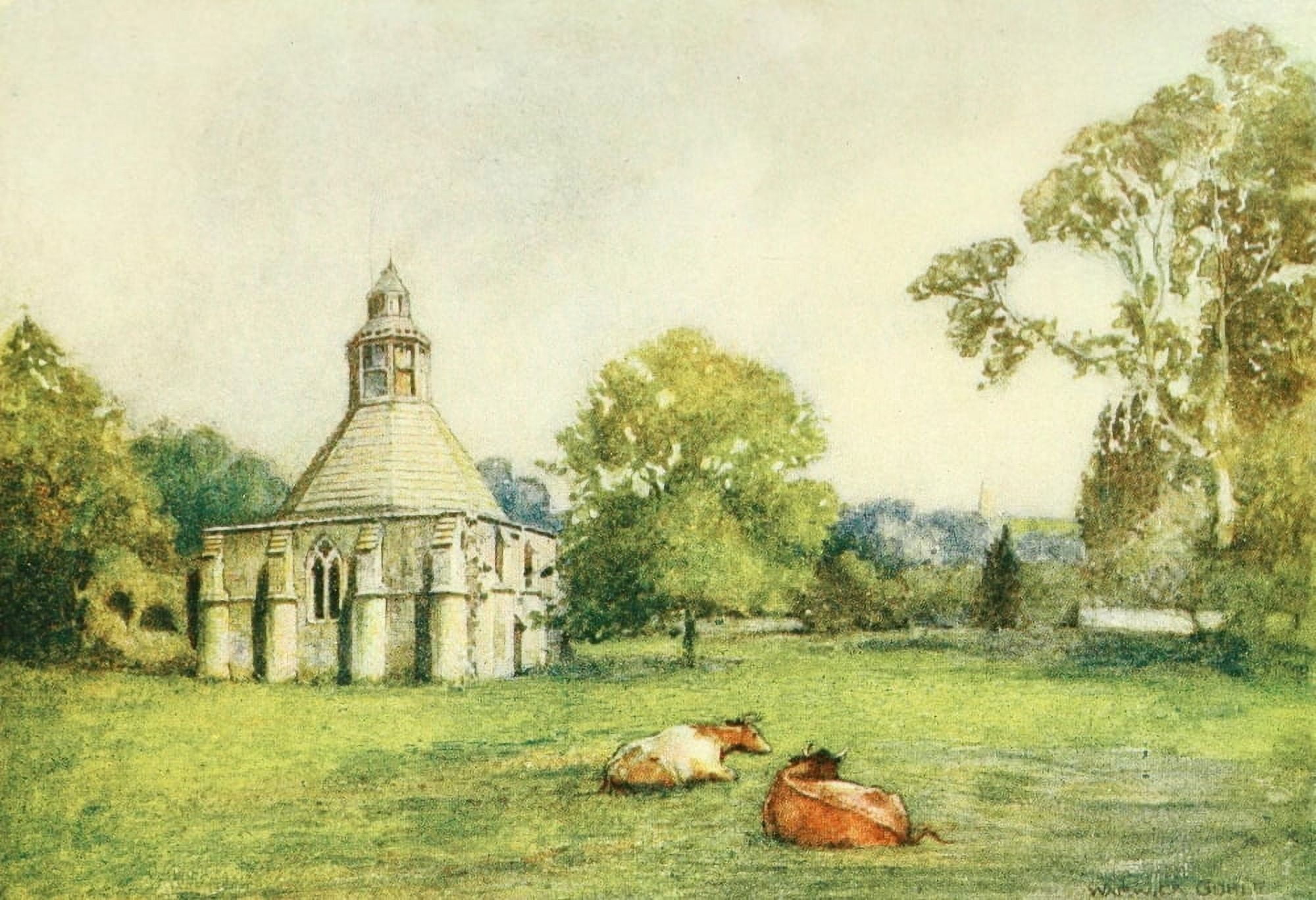 Greater Abbeys of England 1908 Glastonbury Abbey Abbots Kitchen Canvas Art - Warwick Goble (18 x 24)