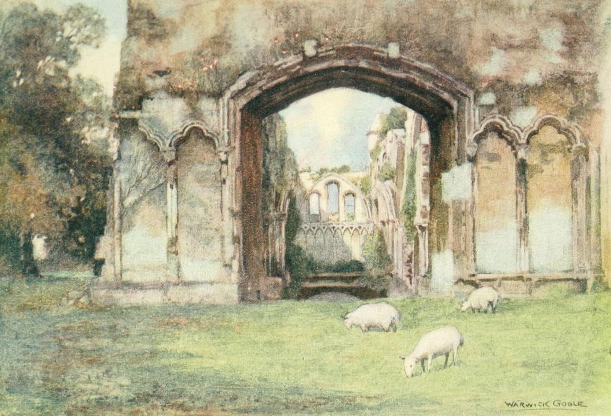 Greater Abbeys of England 1908 Glastonbury Abbey St Josephs Chapel Canvas Art - Warwick Goble (18 x 24)