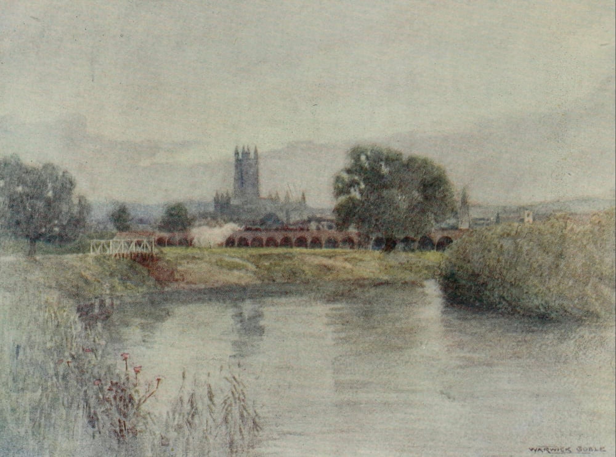 Greater Abbeys of England 1908 Gloucester Cath from St Catherines Canvas Art - Warwick Goble (24 x 36)