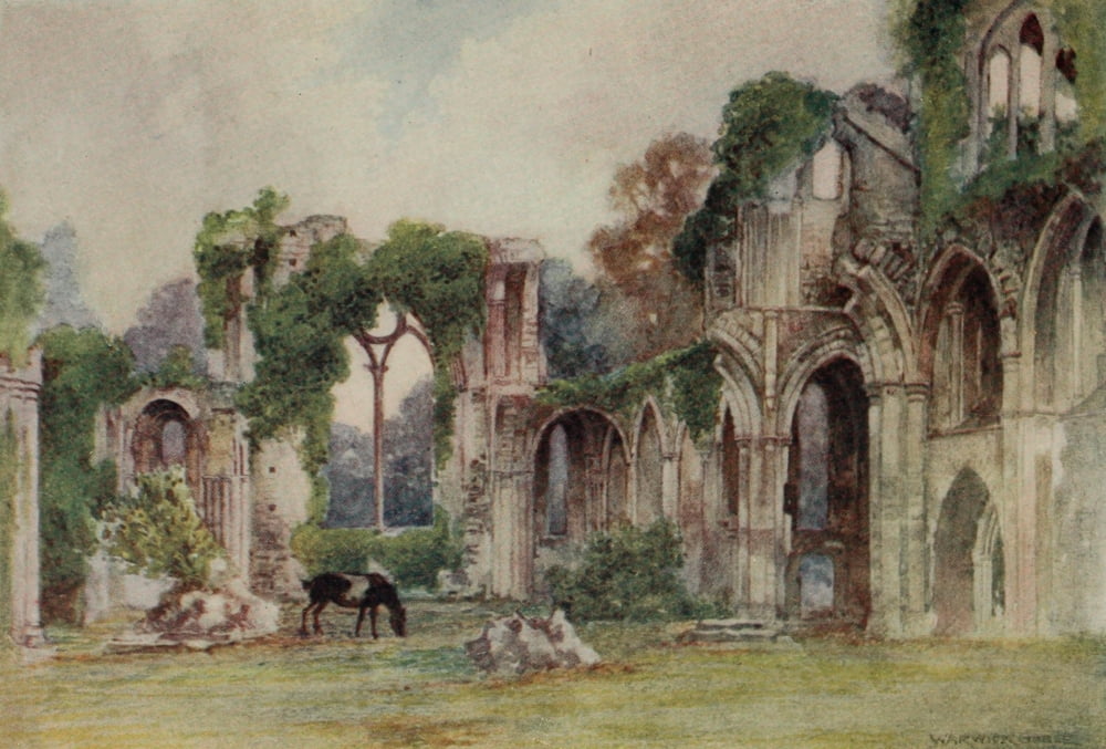 Greater Abbeys of England 1908 Netley Abbey the East Window Canvas Art - Warwick Goble (24 x 36)
