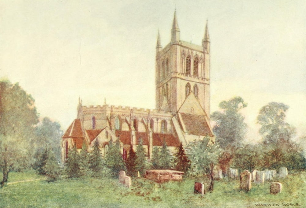 Greater Abbeys of England 1908 Pershore Abbey Canvas Art - Warwick Goble (18 x 24)