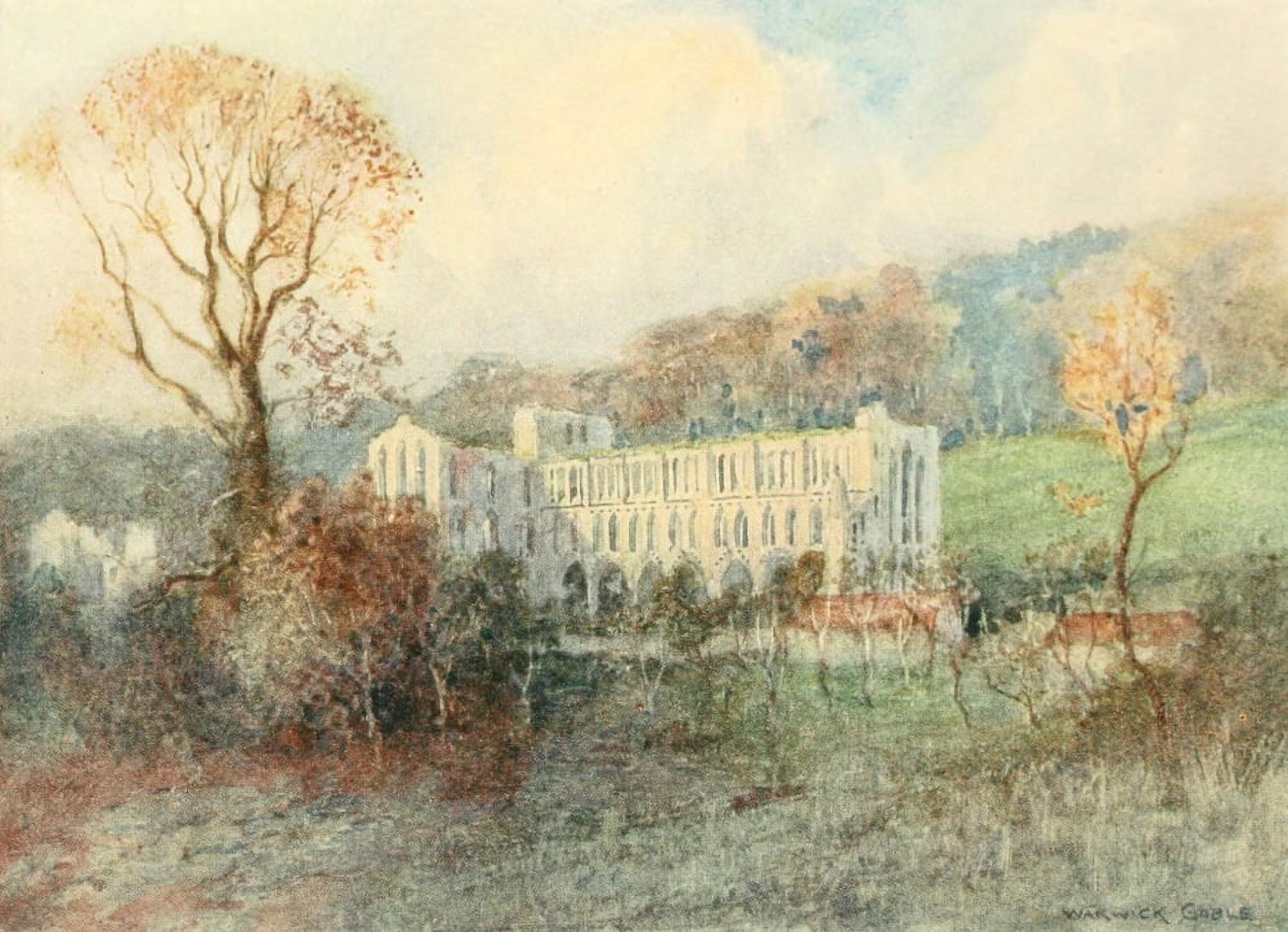 Greater Abbeys of England 1908 Rievaulx Abbey North Yorks Canvas Art - Warwick Goble (18 x 24)